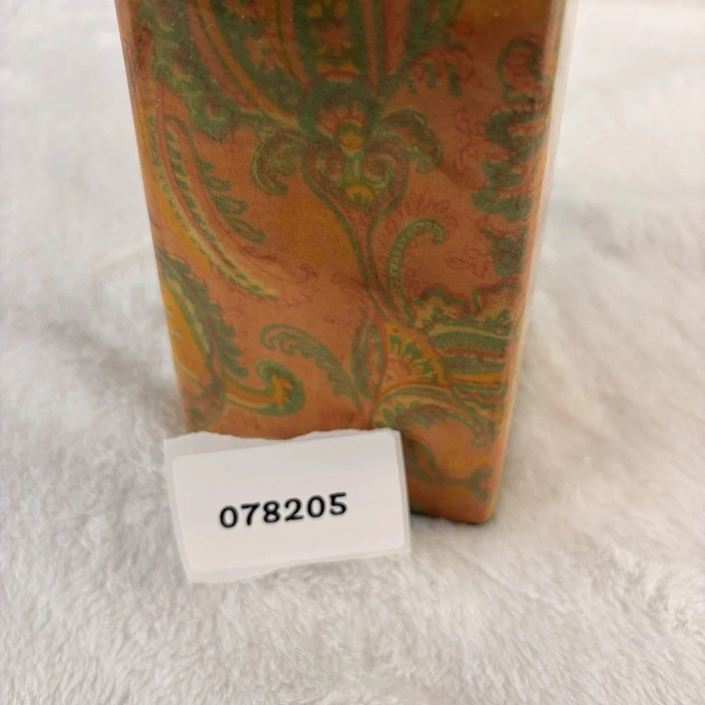 Vintage 00s Square Ceramic‎ Bottle Vase – Glossy Brown & Paisley Pattern EVC